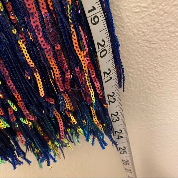 Weissman Dance costume blue sassy fringe sequin dress Misbehave 16291 child XLC - Picture 6 of 12